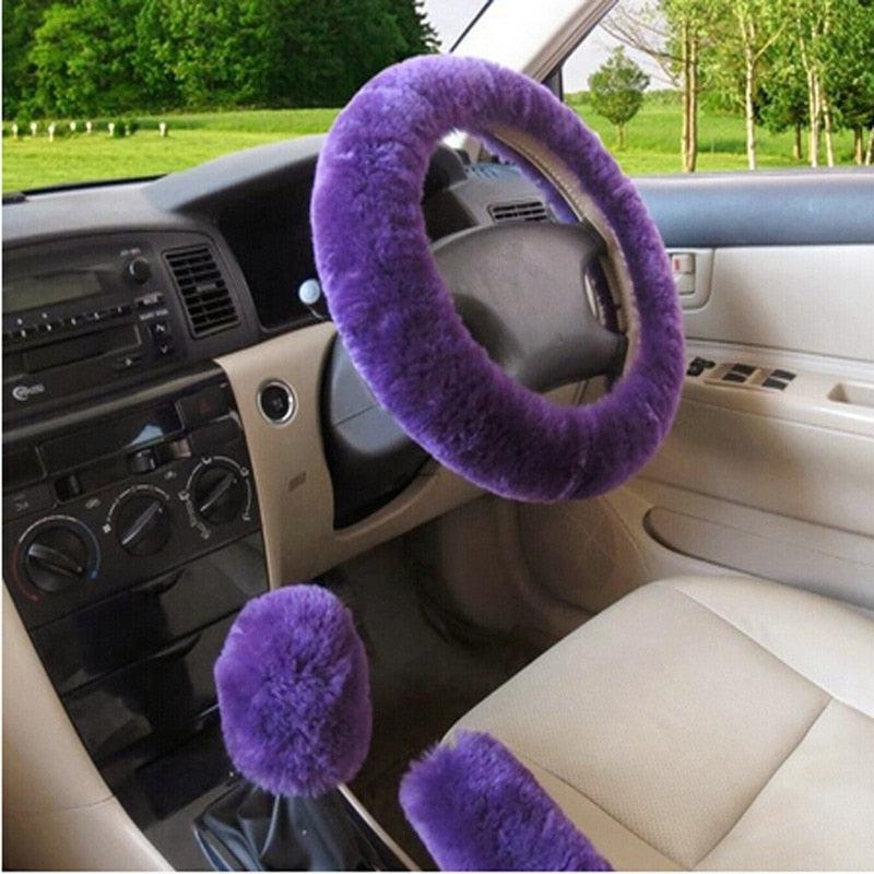 Car Steering Wheel Elastic Long Microfiber Plush Steering Wheel Cover Gearshift Handbrake Cover Protector Decoration Warm Super Thick Plush Collar Soft Car Steering Wheel Cover Decoration Warm Super Thick Plush Collar Soft Black Pink Women Man