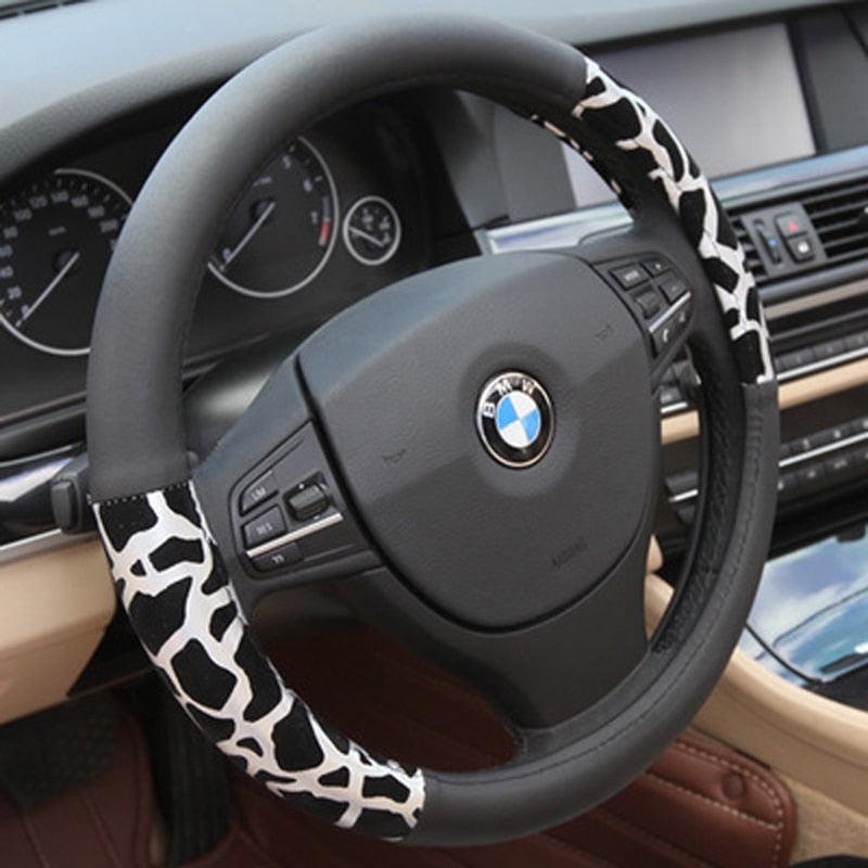 Car Steering Wheel Elastic Long Microfiber Plush Steering Wheel Cover Gearshift Handbrake Cover Protector Decoration Warm Super Thick Plush Collar Soft Car Steering Wheel Cover Decoration Warm Super Thick Plush Collar Soft Black Pink Women Man