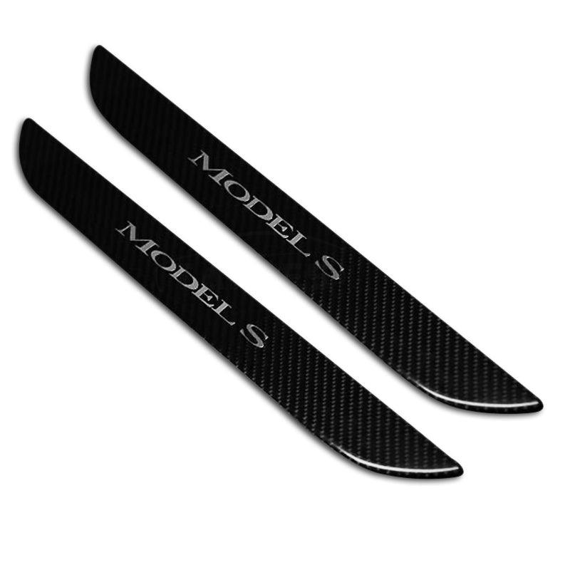 Carbon Fiber Textured Front Door Sill Protector for Tesla Model S 2016-2018