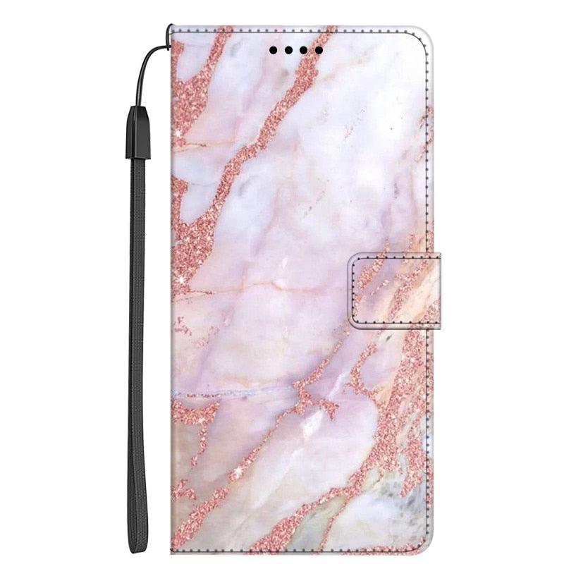 Card Holder PU Leather Wrist Strap Protective Wallet Case Marble Leather Case For Xiaomi Redmi Note 11S 11 Pro 5G Flip Cover Stand Wallet Book Case For Redmi Note11S 11Pro 5G 2022