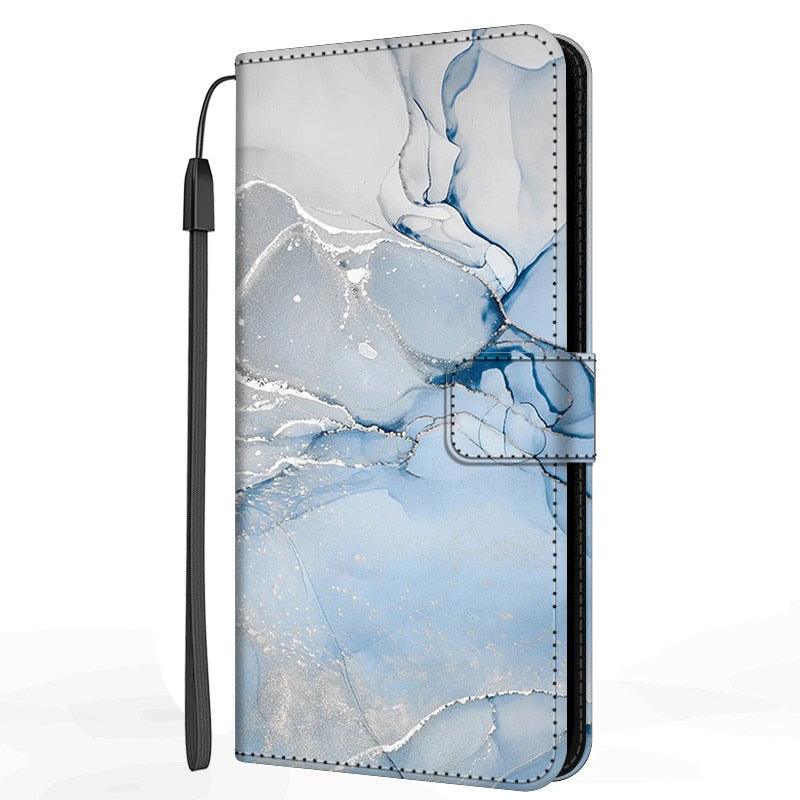 Card Holder PU Leather Wrist Strap Protective Wallet Case Marble Leather Case For Xiaomi Redmi Note 11S 11 Pro 5G Flip Cover Stand Wallet Book Case For Redmi Note11S 11Pro 5G 2022