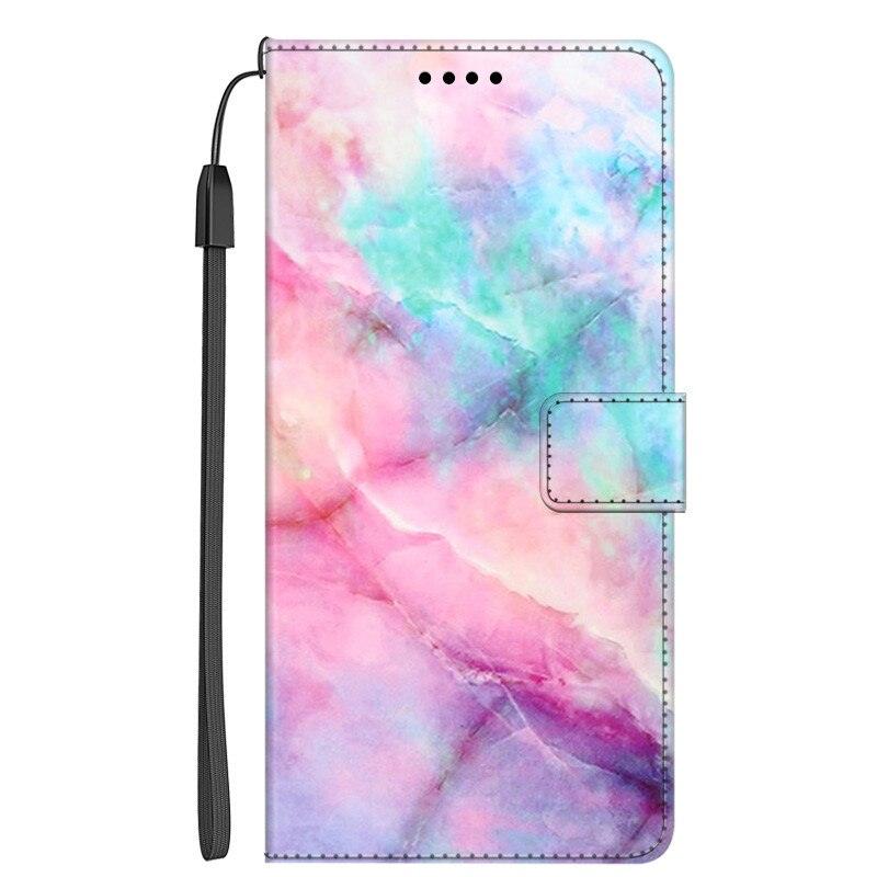 Card Holder PU Leather Wrist Strap Protective Wallet Case Marble Leather Case For Xiaomi Redmi Note 11S 11 Pro 5G Flip Cover Stand Wallet Book Case For Redmi Note11S 11Pro 5G 2022