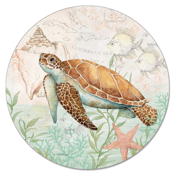 Caribbean Seas Glass Lazy Susan Turntable