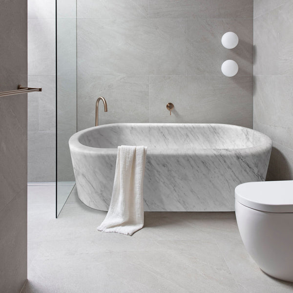 Imperial White Marble Bathtub Hand-carved from Solid Marble Block (W)32