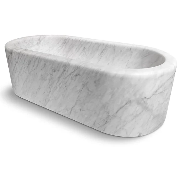 Imperial White Marble Bathtub Hand-carved from Solid Marble Block (W)32