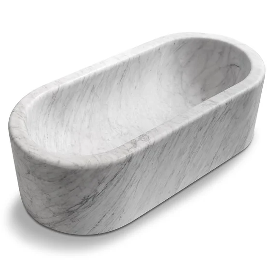 Imperial White Marble Bathtub Hand-carved from Solid Marble Block (W)32