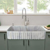 Carrara White Marble Farmhouse Apron Kitchen Double Sink (W)18