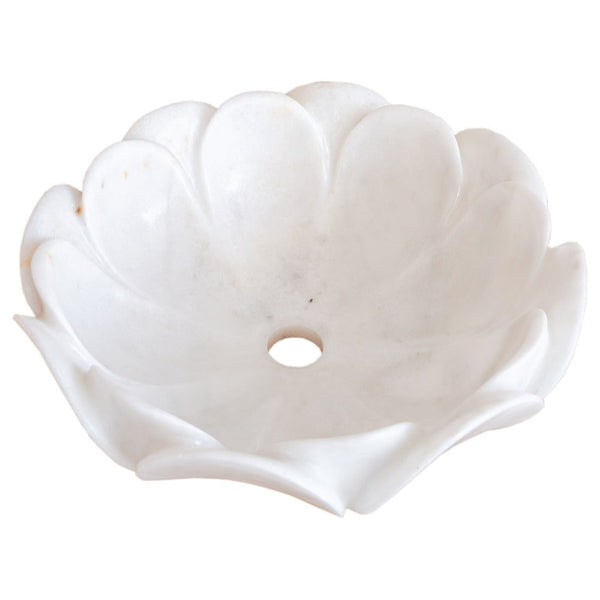 Carrara White Marble Natural Stone Flower Shape Polished Sink (D)17
