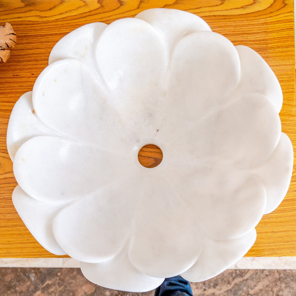 Carrara White Marble Natural Stone Flower Shape Polished Sink (D)17