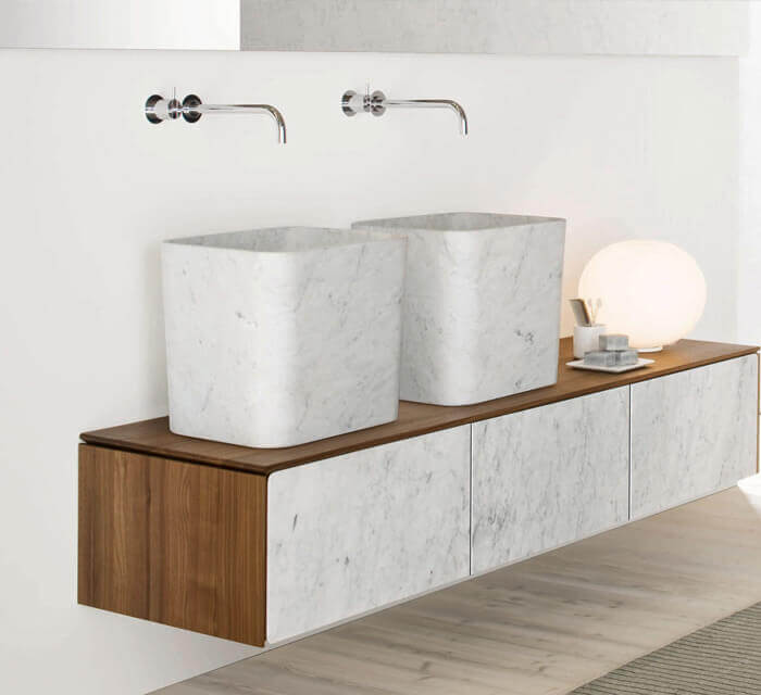 Marble Bucket Design Rectangular Above-counter Sink Polished (W)14
