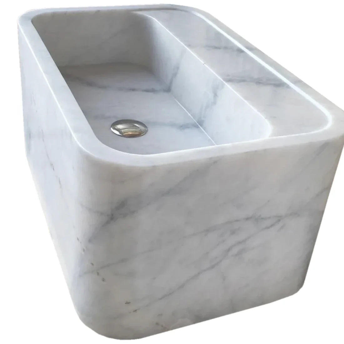 Carrara White Marble Rectangular Wall-mount Bathroom Sink (W)16