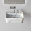 Carrara White Marble Rectangular Wall-mount Bathroom Sink (W)16
