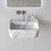 Carrara White Marble Rectangular Wall-mount Bathroom Sink (W)16