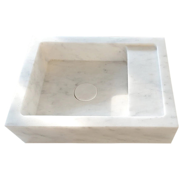 Carrara White Marble Wall-mount Bathroom Sink (W)14