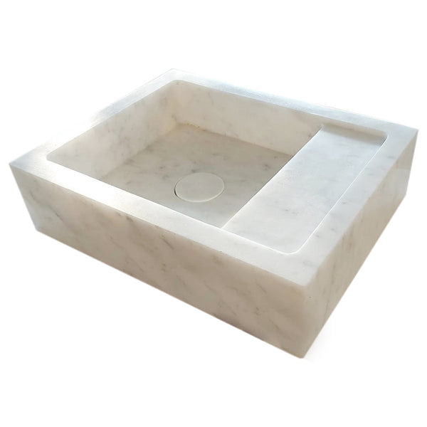 Carrara White Marble Wall-mount Bathroom Sink (W)14