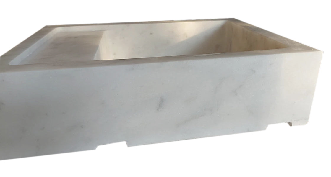 Carrara White Marble Wall-mount Bathroom Sink (W)14