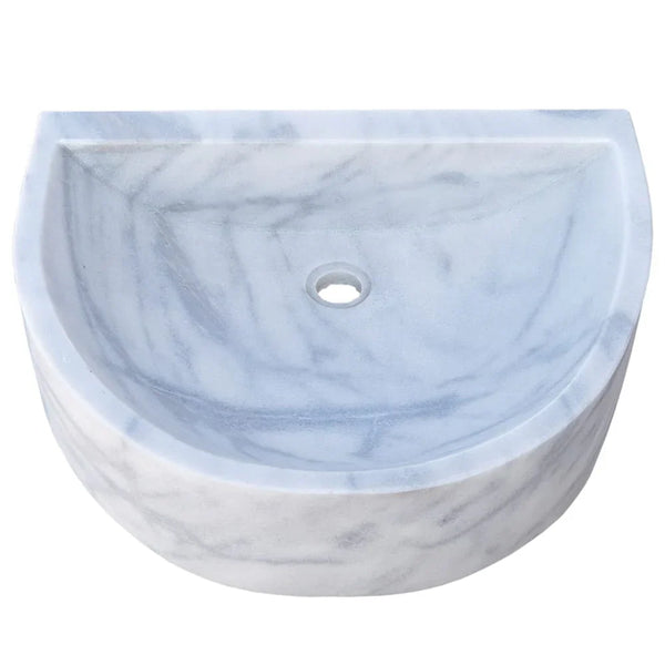 Natural Stone Carrara White Marble Wall-Mount Bathroom Marble Sink (W)24