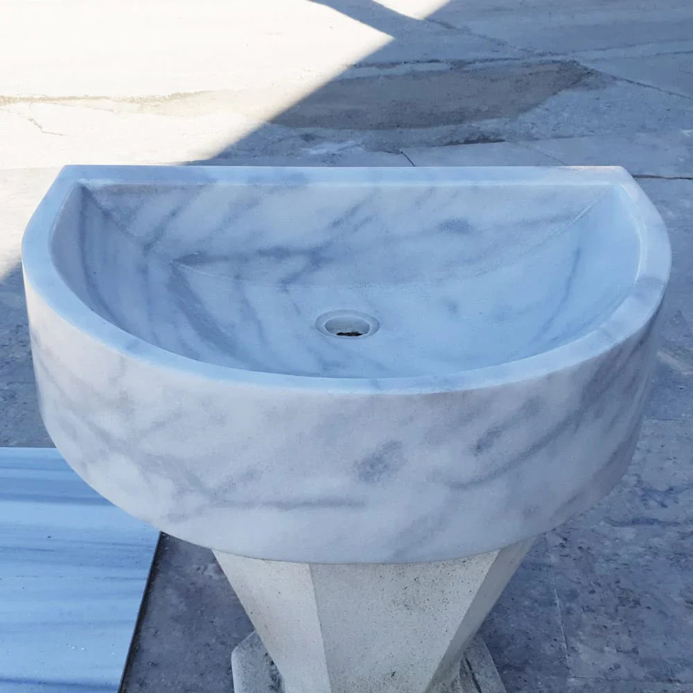 Natural Stone Carrara White Marble Wall-Mount Bathroom Marble Sink (W)24