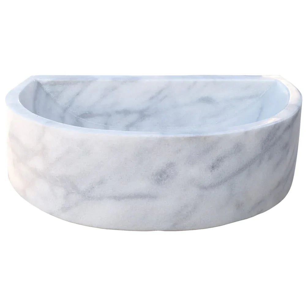 Natural Stone Carrara White Marble Wall-Mount Bathroom Marble Sink (W)24