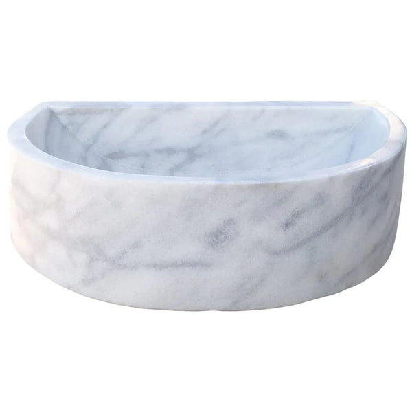 Natural Stone Carrara White Marble Wall-Mount Bathroom Marble Sink (W)24