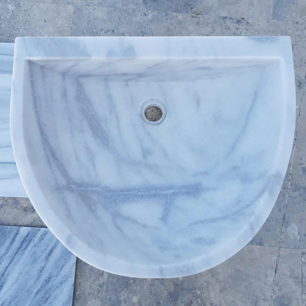 Natural Stone Carrara White Marble Wall-Mount Bathroom Marble Sink (W)24