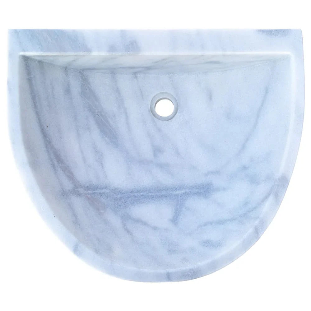 Natural Stone Carrara White Marble Wall-Mount Bathroom Marble Sink (W)24