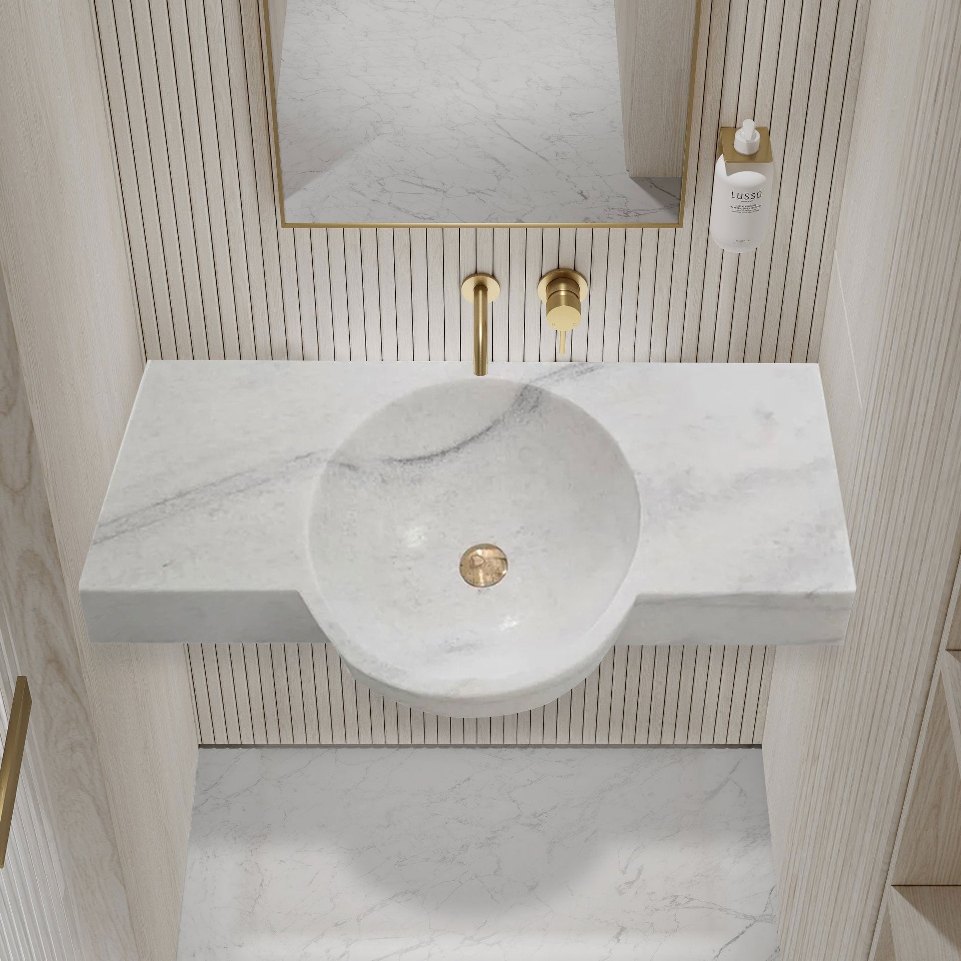 Carrara White Marble Above-vanity Wall-mount Bathroom Sink (W)16