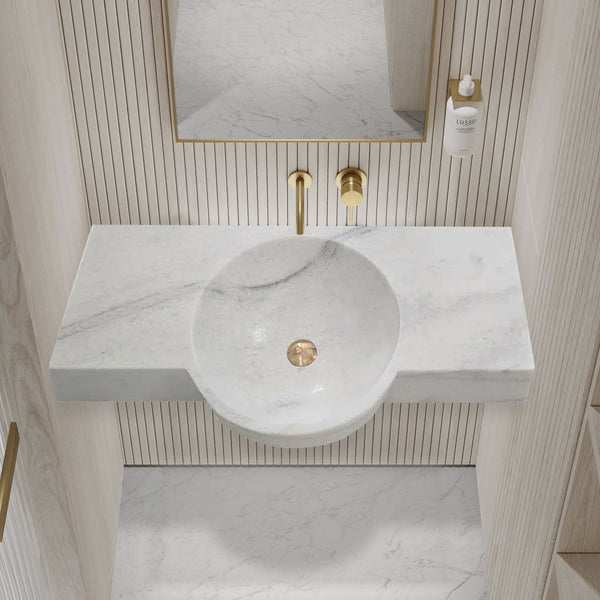 Carrara White Marble Above-vanity Wall-mount Bathroom Sink (W)16