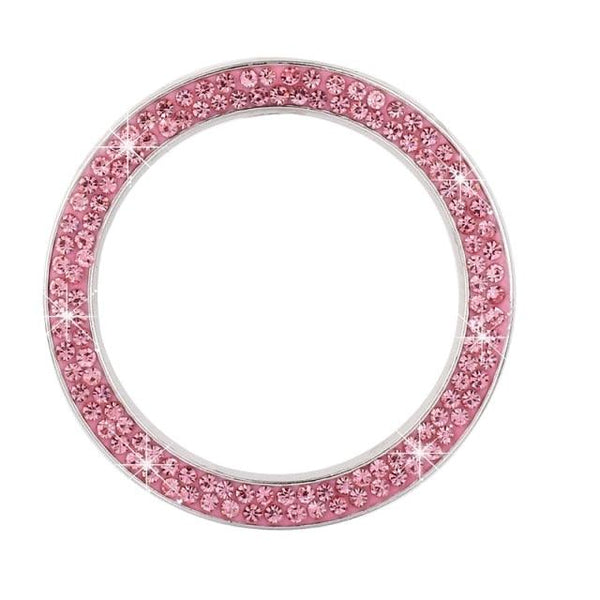 Cars One-Key Engine Start Stop Ignition Push Button Switch Cover Decorative Rhinestone Diamond Crystal Ring Car Parts Push to Start Button Cover Crystal Rhinestone Car Ring Emblem Sticker Bling Accessories for Women