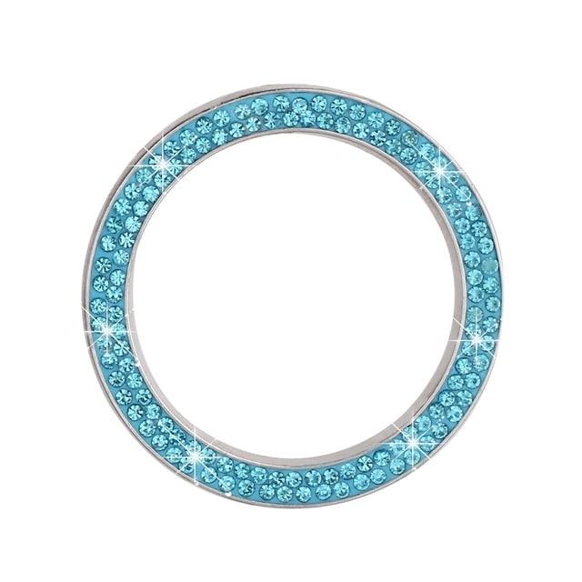 Cars One-Key Engine Start Stop Ignition Push Button Switch Cover Decorative Rhinestone Diamond Crystal Ring Car Parts Push to Start Button Cover Crystal Rhinestone Car Ring Emblem Sticker Bling Accessories for Women