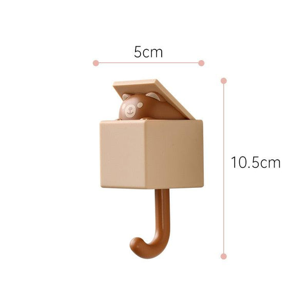 Cartoon Cat Hook Self Adhesive Dormitory Bedroom Door Hangers Hooks Key Umbrella Towel Cap Coat Rack Wall Animal Decoration Rack Non-Marking Hook Nail-Free Animal Hook Entrance Key Strong Sticking Hook