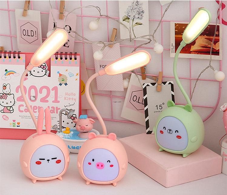 Cartoon Desk Lamp Eye Protection Energy-saving Reading Lamp USB Charging Sleeping Night Light LED Table Lamp for Kids Cute Study Lamps for Bedroom Décor