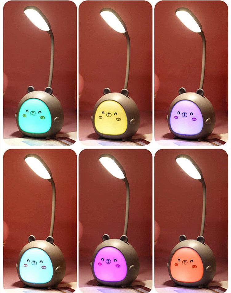 Cartoon Desk Lamp Eye Protection Energy-saving Reading Lamp USB Charging Sleeping Night Light LED Table Lamp for Kids Cute Study Lamps for Bedroom Décor