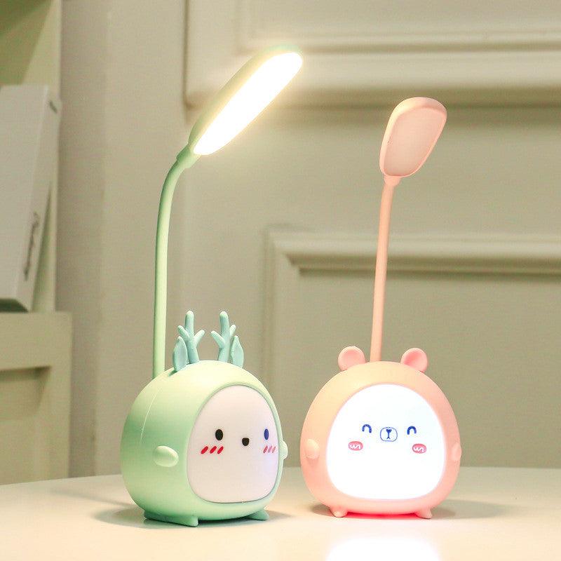 Cartoon Desk Lamp Eye Protection Energy-saving Reading Lamp USB Charging Sleeping Night Light LED Table Lamp for Kids Cute Study Lamps for Bedroom Décor
