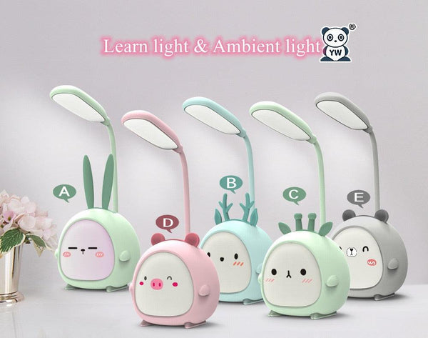 Cartoon Desk Lamp Eye Protection Energy-saving Reading Lamp USB Charging Sleeping Night Light LED Table Lamp for Kids Cute Study Lamps for Bedroom Décor