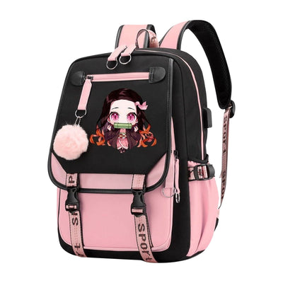 Cartoon Heat Transfer Backpack Large Capacity USB Cartoon Student Schoolbag