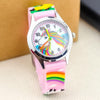 Cartoon Unicorn Childrens Watch 3D Rainbow Pony Girl Wristwatch Quartz Kids Watches Student Silicone Children Toddler Wrist Watch Birthday Gift For Girls Cute Child Watches - Pink