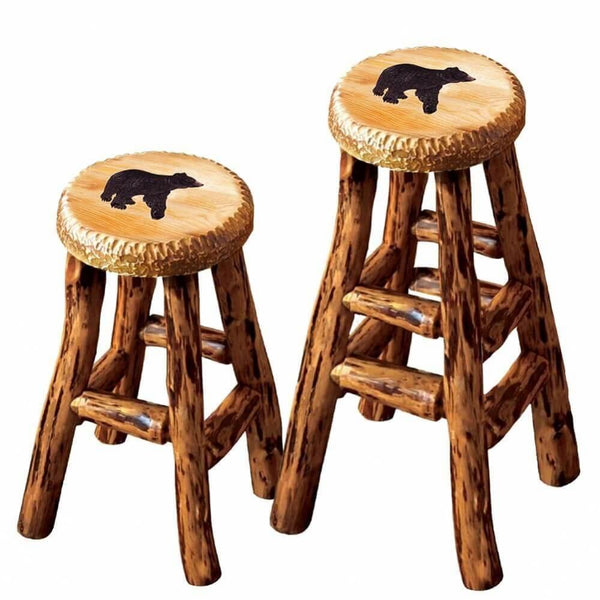 Carved Wood Bear Barstool - Gifts for You 'n Me
