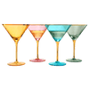 Crystal Martini Glasses Colored - Set of 4 - Stemmed Multi-Color Glass, Great for all Drink Types and Occasions - Luxury, Durable, Hand-Blown Vintage Art Deco Coupe for Champagne, Martini, Cocktails