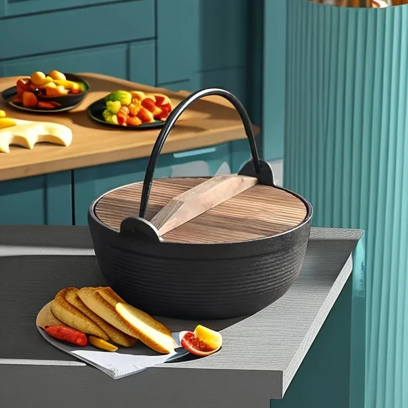 Cast Iron Dutch Oven with Lid - Non-Stick, Thick-Walled, Perfect for Camping, Outdoor Cooking, and Japanese Hot Pot (Nabe) - Ideal for Thanksgiving, Christmas, Halloween, Valentine'S Day, Easter, Camping Gear|Sturdy Handle|Du