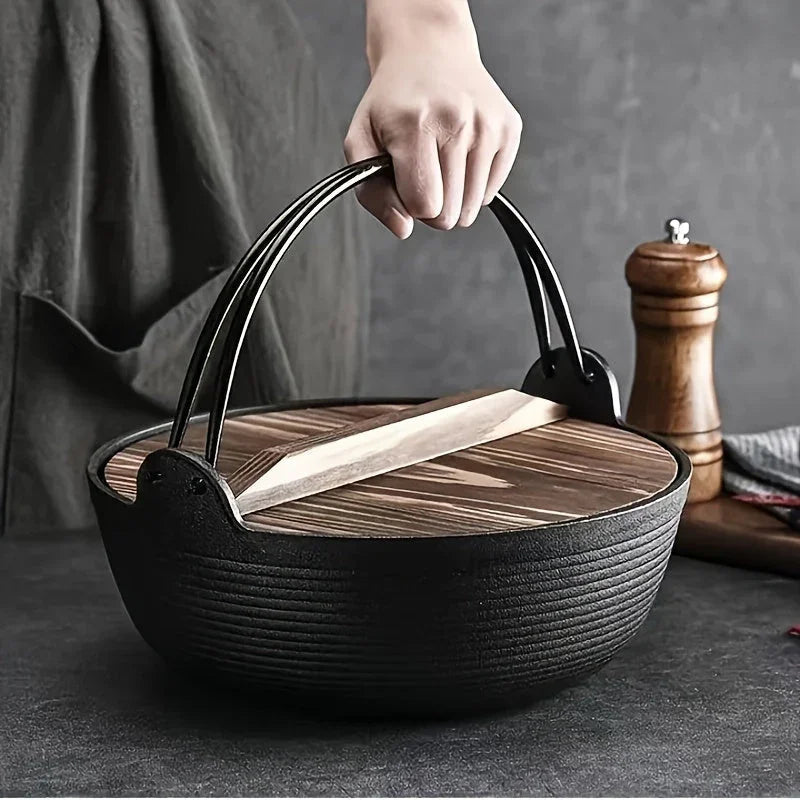 Cast Iron Dutch Oven with Lid - Non-Stick, Thick-Walled, Perfect for Camping, Outdoor Cooking, and Japanese Hot Pot (Nabe) - Ideal for Thanksgiving, Christmas, Halloween, Valentine'S Day, Easter, Camping Gear|Sturdy Handle|Du