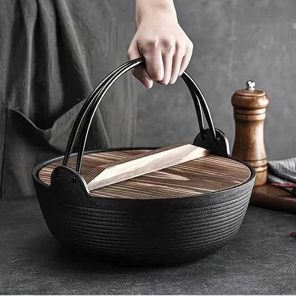 Cast Iron Dutch Oven with Lid - Non-Stick, Thick-Walled, Perfect for Camping, Outdoor Cooking, and Japanese Hot Pot (Nabe) - Ideal for Thanksgiving, Christmas, Halloween, Valentine'S Day, Easter, Camping Gear|Sturdy Handle|Du