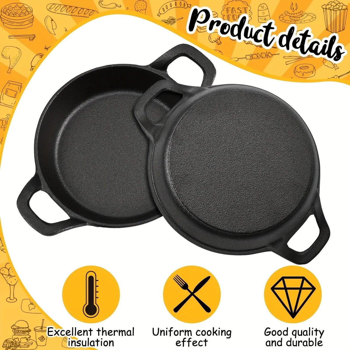 Cast Iron Mini Skillets 6.3 Inch 6 Pack Black Oven Safe Set