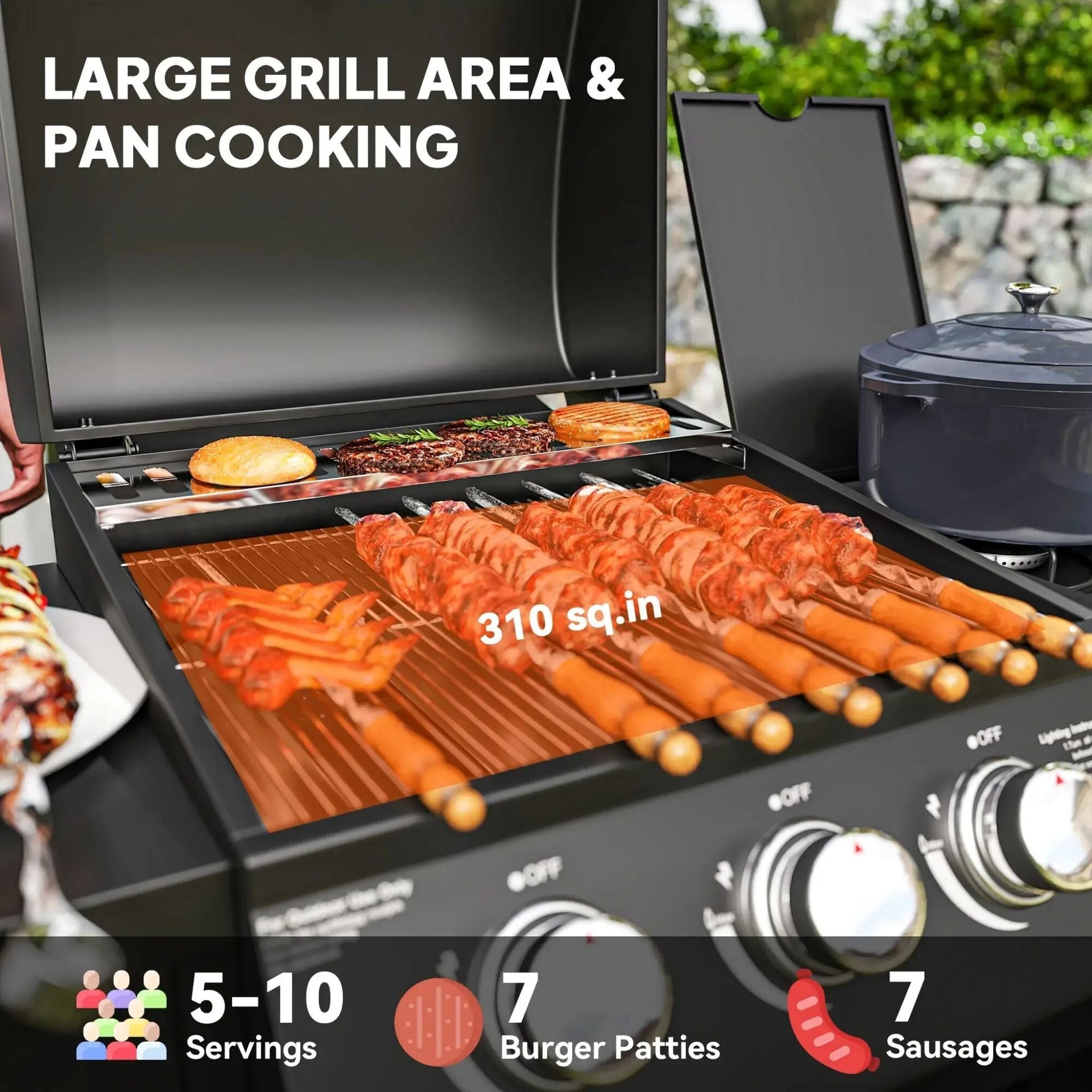 15K BTU Barbecue Propane Liquid Propane Grill With Side Burner (SAK53481)