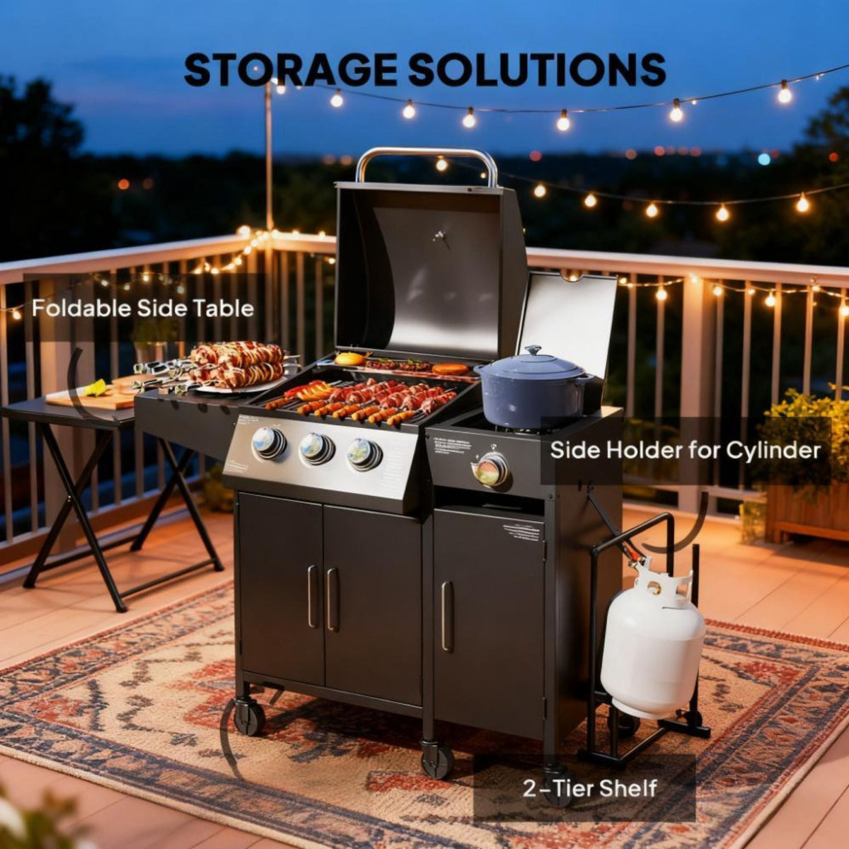 15K BTU Barbecue Propane Liquid Propane Grill With Side Burner (SAK53481)