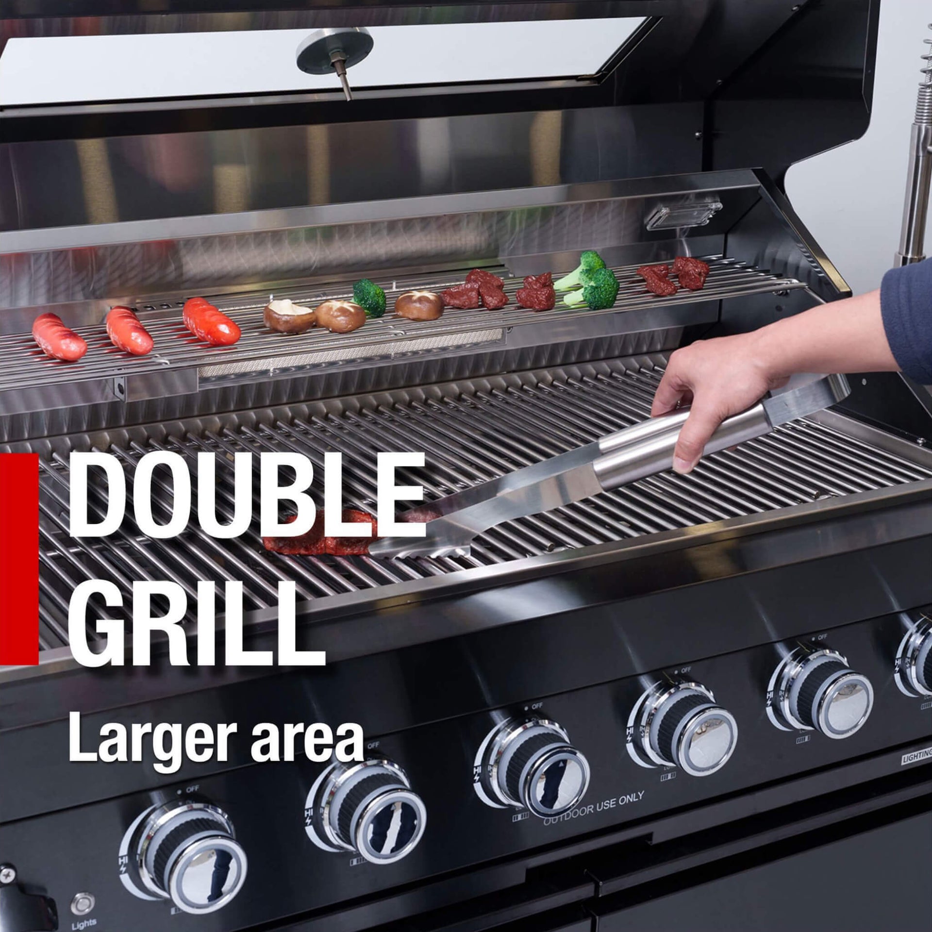 Avalon 43-Inch 6-Burner 85K BTU Outdoor BBQ Kitchen Grill Island With Wine Fridge, Rotisserie Kit, And Sink (SAK23864)