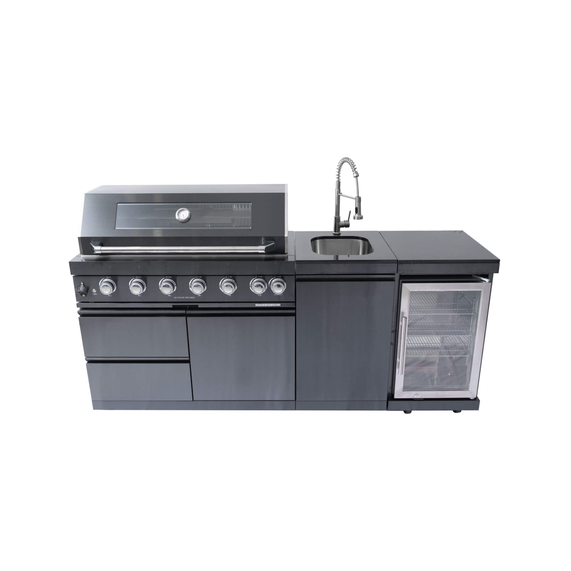 Avalon 43-Inch 6-Burner 85K BTU Outdoor BBQ Kitchen Grill Island With Wine Fridge, Rotisserie Kit, And Sink (SAK23864)