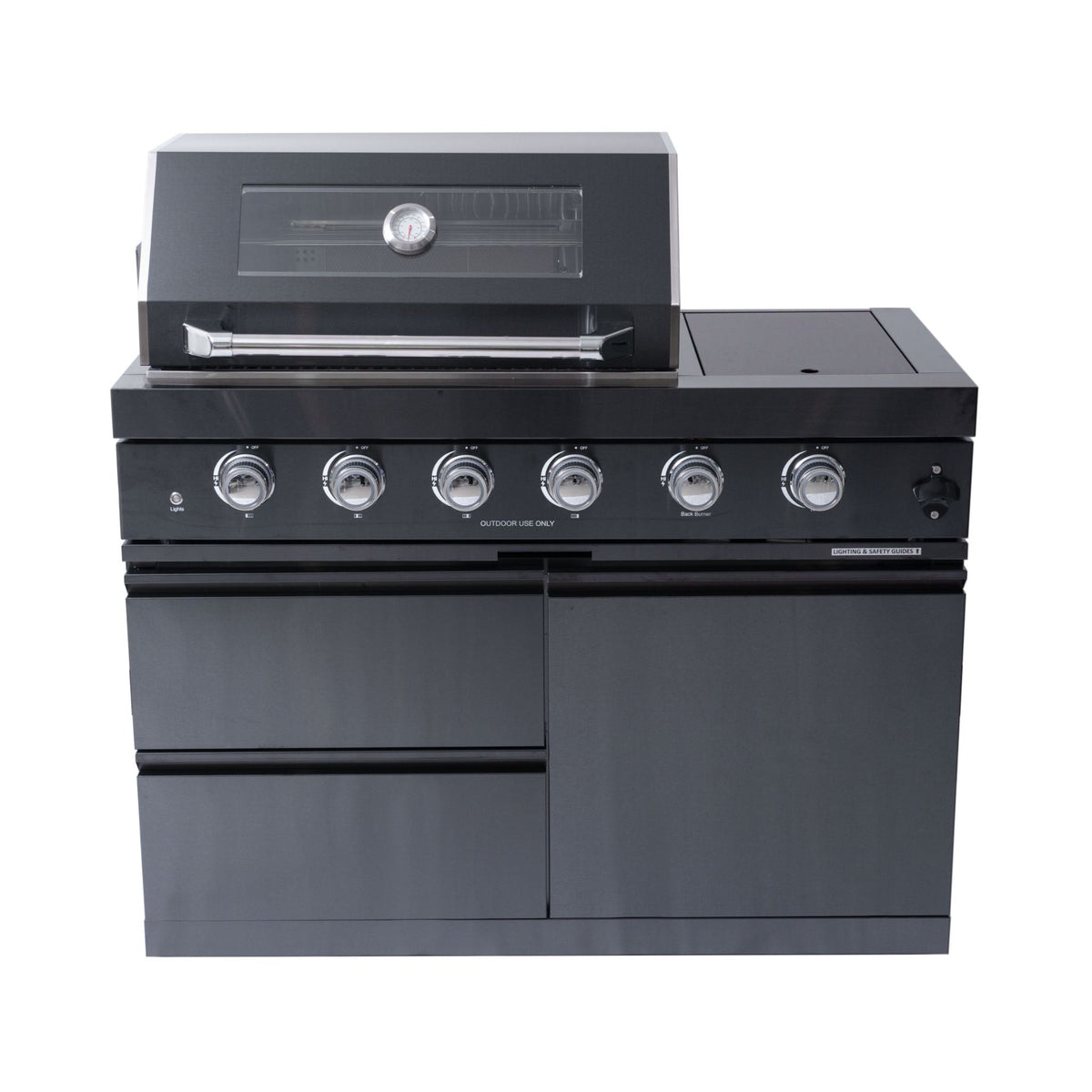 Ember Premium Black Stainless Steel 4-Burner Liquid Propane Kitchen Grill Island With Rotisserie Kit (SAK48157)