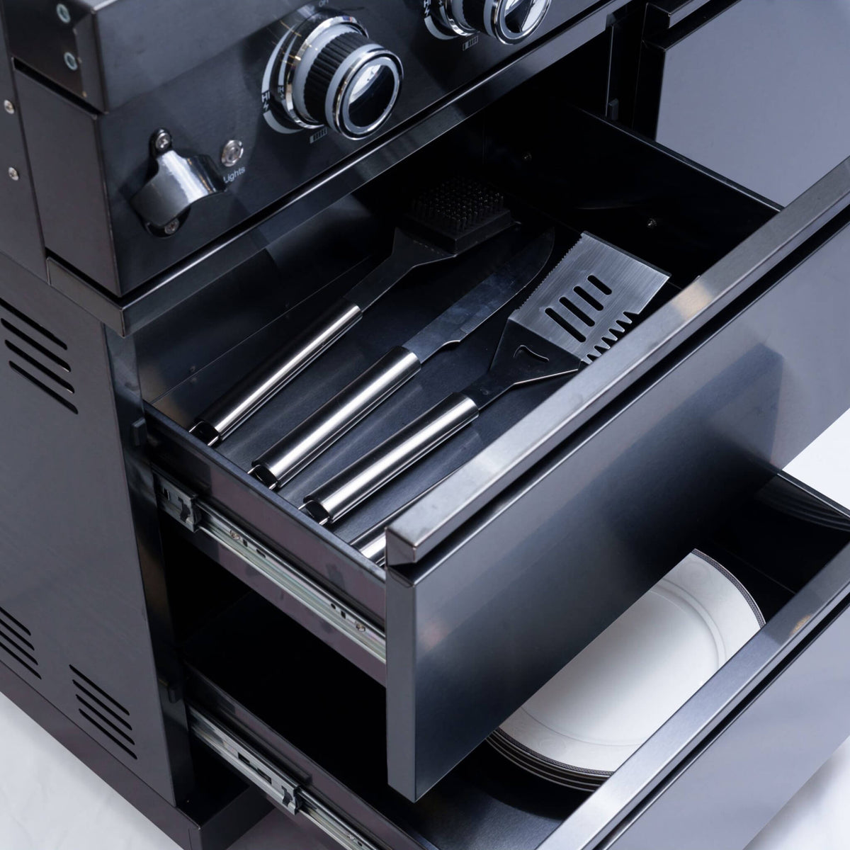 Ember Premium Black Stainless Steel 4-Burner Liquid Propane Kitchen Grill Island With Rotisserie Kit (SAK48157)