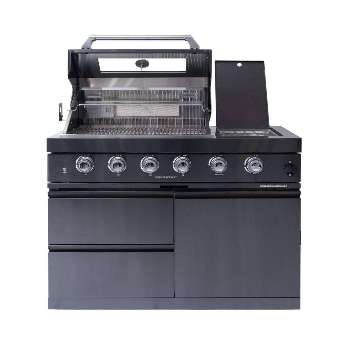 Ember Premium Black Stainless Steel 4-Burner Liquid Propane Kitchen Grill Island With Rotisserie Kit (SAK48157)